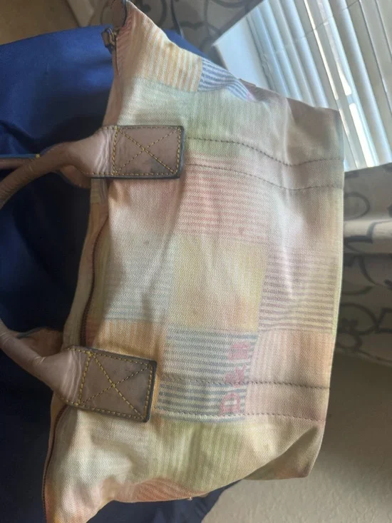 Y2K Dooney and Bourke PatchworkPastel Plaid Women's Handbag with Leather Handles - Picture 11 of 16